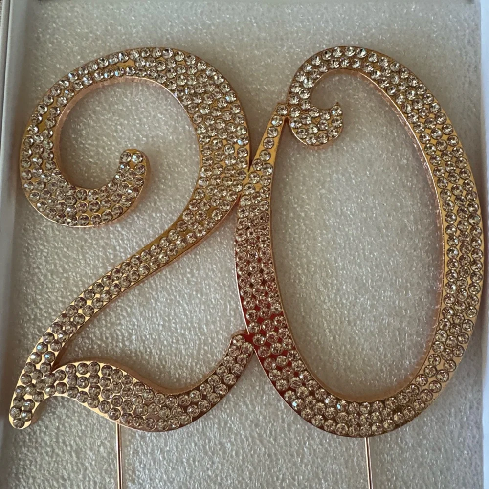 20th Birthday Rhinestone Rose Gold Cake Topper